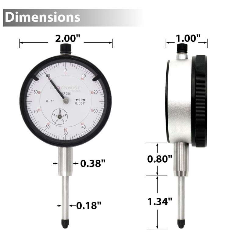 Clockwise Tools Dial Indicator with Magnetic Base Holder Stand, DIMR-0105 0-1 inch - Image 5